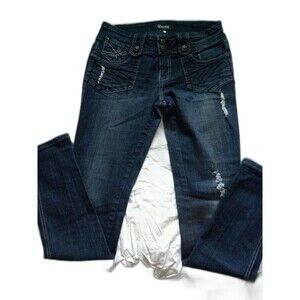 Women's Rewash Distressed Blue Denim Jeans Size 5